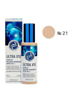 Тональный крем UltraX10 Cover Up Collagen Foundation 21 тон, 100 мл ENOUGH